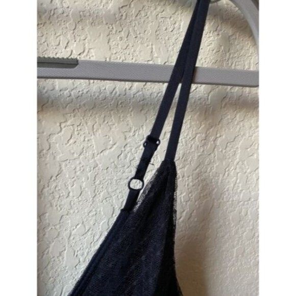 Express Navy Blue Polka Dot Tulle Full Skirt Sleeveless Midi slip Dress y2k sz 0 - Picture 3 of 9